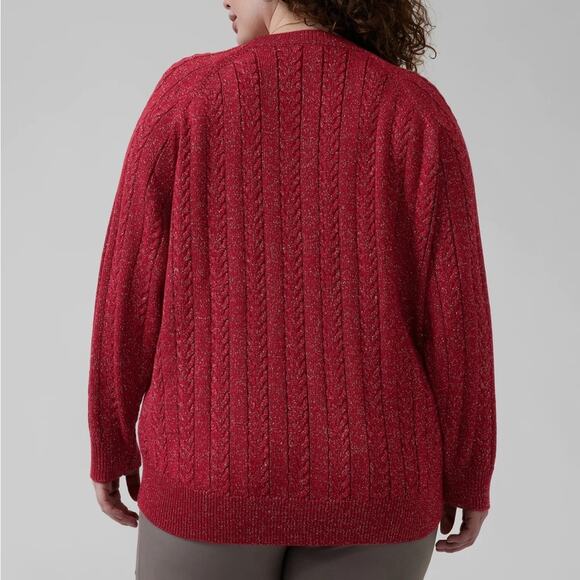 NWT Athleta decadent red metallic crew neck sweater - Picture 4 of 13